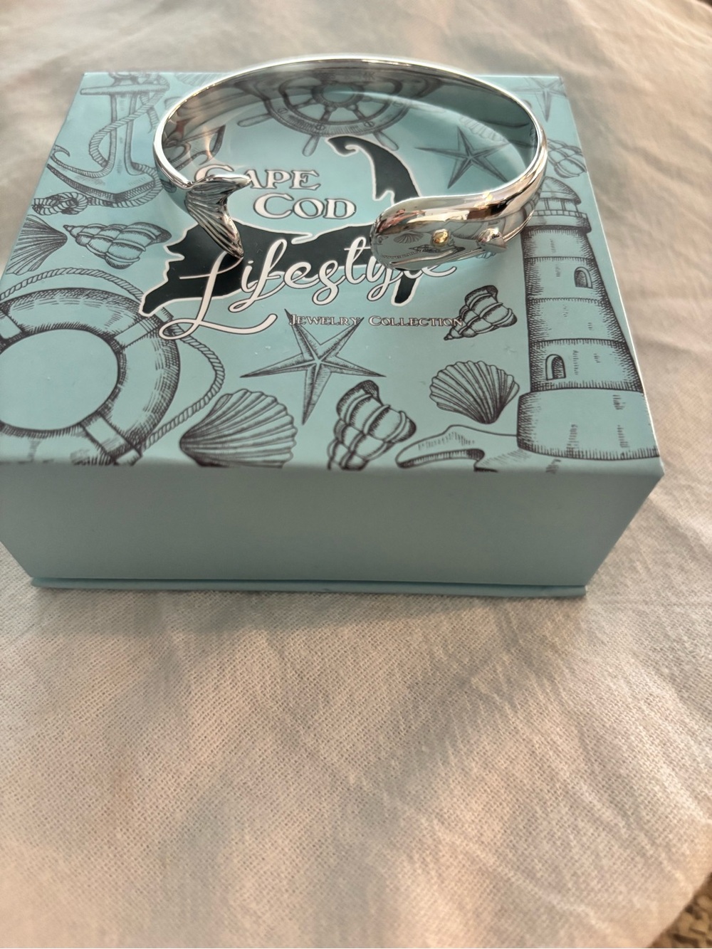 Whale Bracelet in sterling silver with 14k gold eye